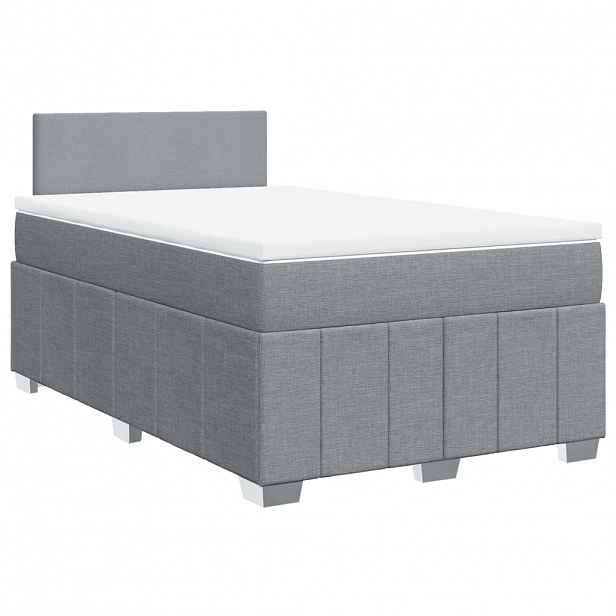 vidaXL Box spring postel s matrací světle šedá 120x190 cm textil