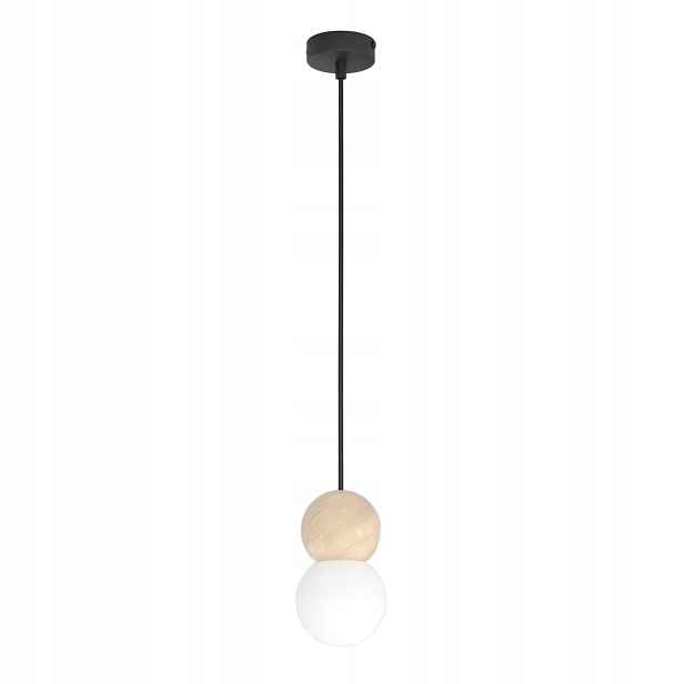 Emibig Loop závěsná lampa černobílá dřevo sklo 1xG9