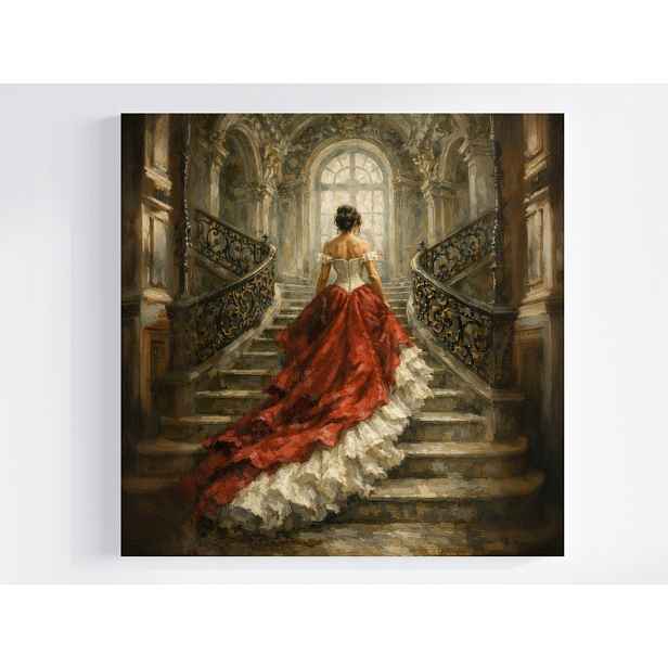 Obraz Na Plátně Canvas Zámek Palác Schody Bal Žena Styl Glamour 50x50