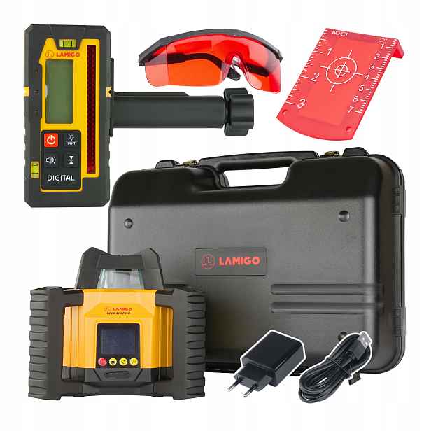 Rotační laser Lamigo Spin 310PRO s LCD přijímačem 500 m IP54 Nivelátor