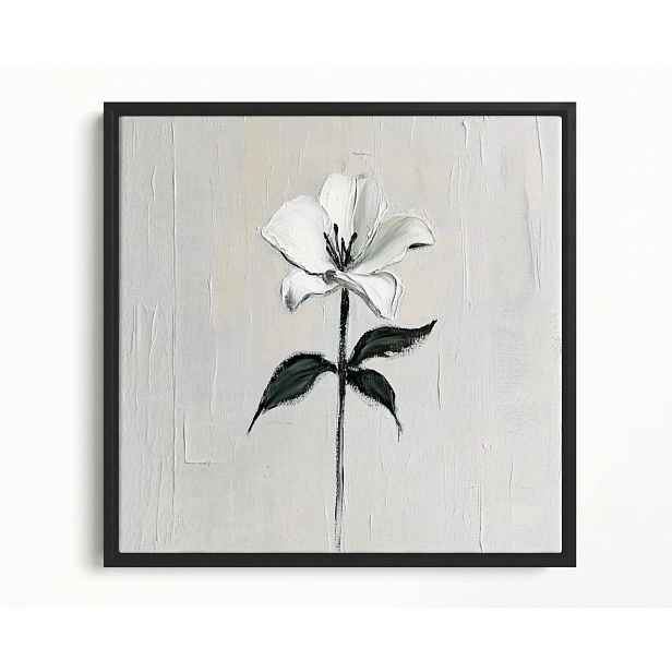 Obraz Rám American Box Olej Impasto Natura Květ Bílá Lilie 60x60