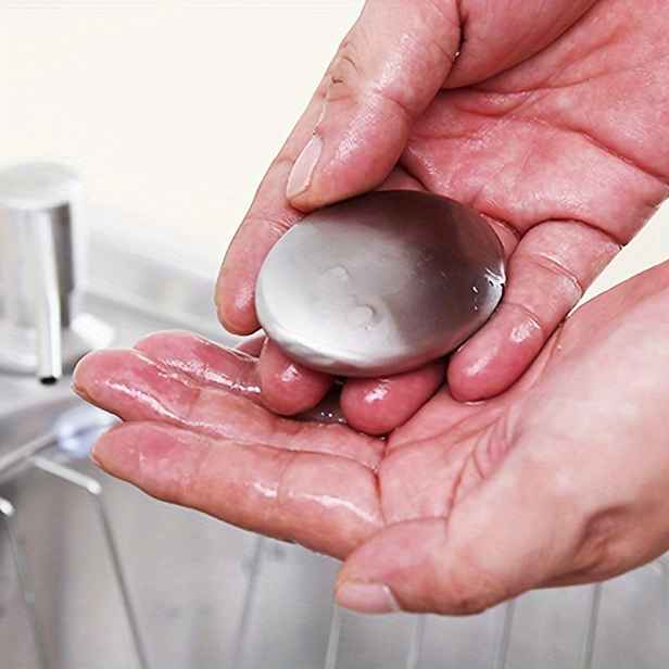 TEMU 1 ks Nerezový deodorantový mýdlo - Oválný velký velikost 410, nerezavějící ruční čisticí kartáč, vhodný pro kuchyňské dřezy, nádobí a úklid