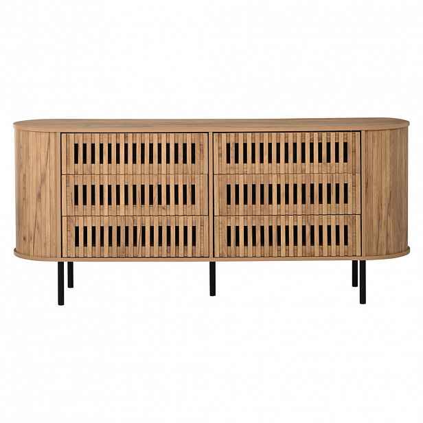 Urban Meuble PŘÍBORNÍK Přírodní se 6 zásuvkami, 160 × 40 × 70 cm