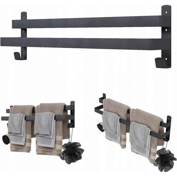 Věšák Na Ručníky Dvojitý Loft Černý 60 CM