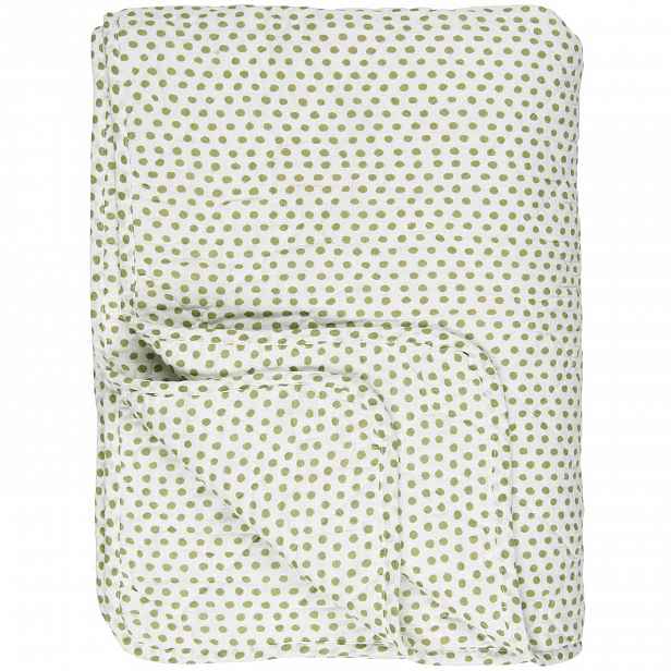 IB Laursen Bílo-zelená deka DOTS 180x130 cm
