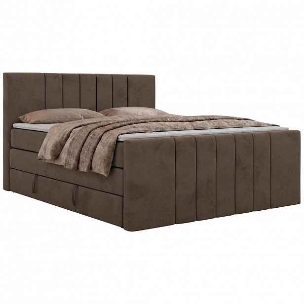 MKS POSTEL BOXSPRING INERO DUO KING 140/200 - Hnědá Samet - Topper Visco - H4