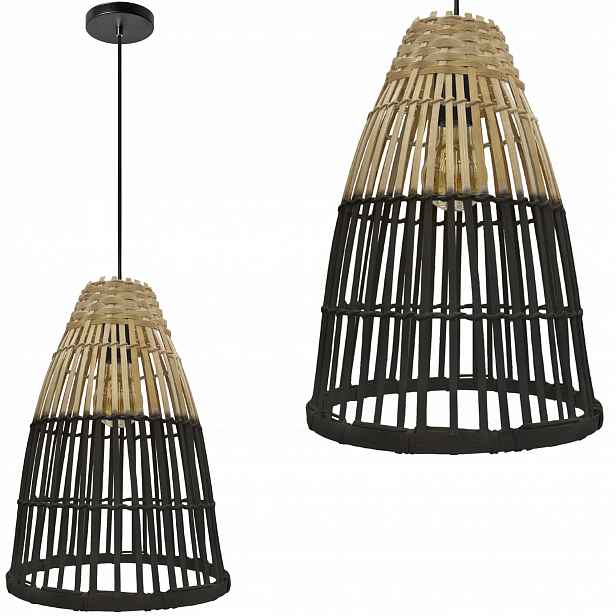Závěsná Lampa Přírodní Boho Bambusová Pletená Toolight