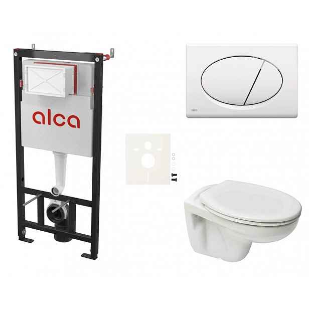 Závěsný set WC S-line PRO rimless, nádržka Alcaplast Sádromodul, tlačítko bílé SIKOASP1