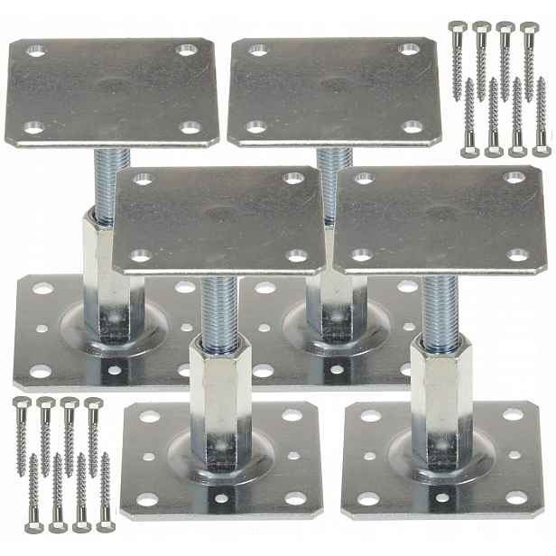 4X Základna Držák Sloupku 110x110 Kotvící Kolík Vertikálně Nastavitelná 90-160MM Pl