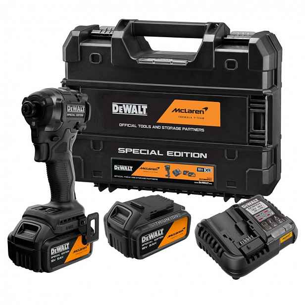 DeWALT - 18V AKU rázový utahovák, McLaren, 2x aku 5,0 Ah XR Li-Ion, nabíječka DCF86MP2T
