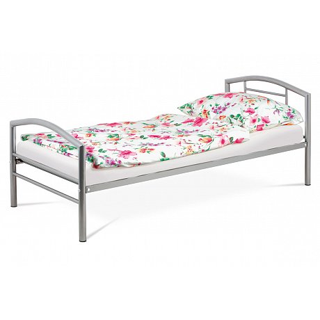 Postel jednolůžková 90x200, kov šedý lesk BED-1900 SIL