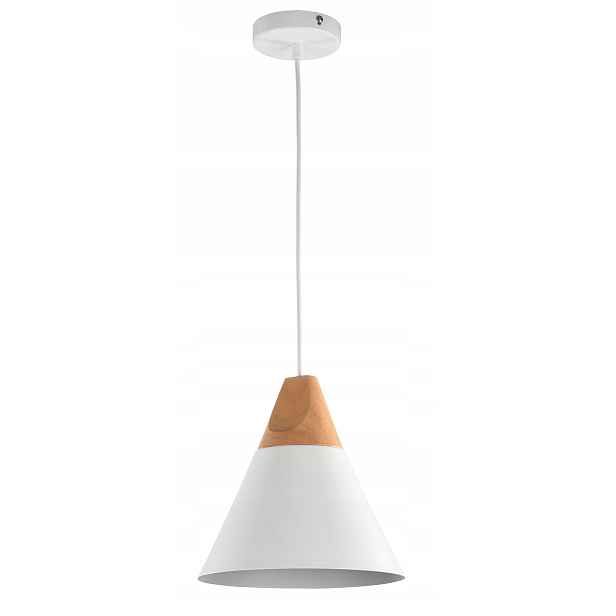 Závěsná lampa kuželová bílá dřevěná skandinávská nad stůl Maytoni