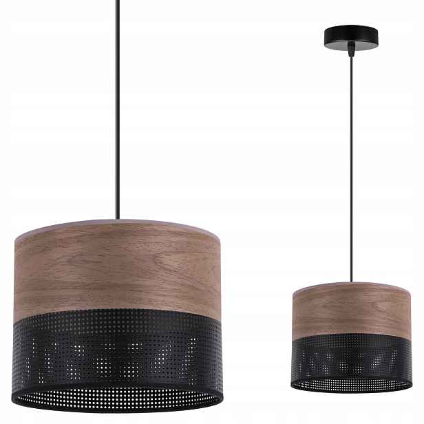 Závěsné Stropní Svítidlo Černý Lustr S Elegantním Stínítkem, Dýha 20 CM