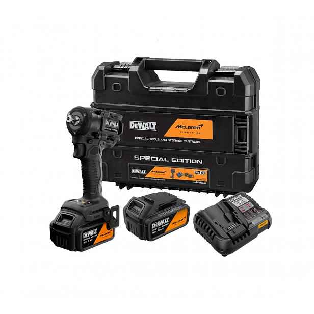 DeWALT - 18V AKU rázový utahovák, McLaren, 2x aku 5,0 Ah XR Li-Ion, nabíječka DCF92MP2T