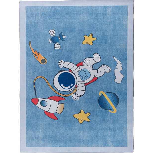 Koberec Dětský Vesmír Rakety Pro Dítě 100x150 CM Modrý