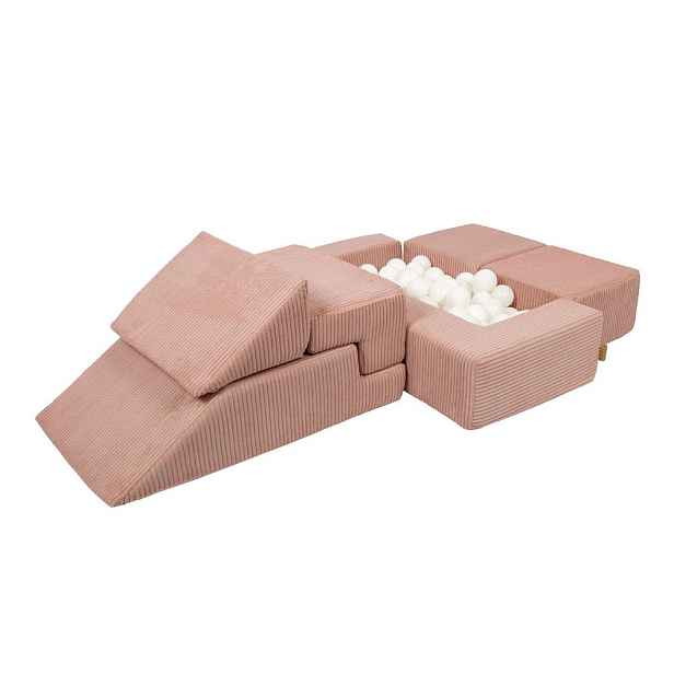 Růžové manšestrové pěnové hřiště 100x35x40 cm Montessori – Meowbaby