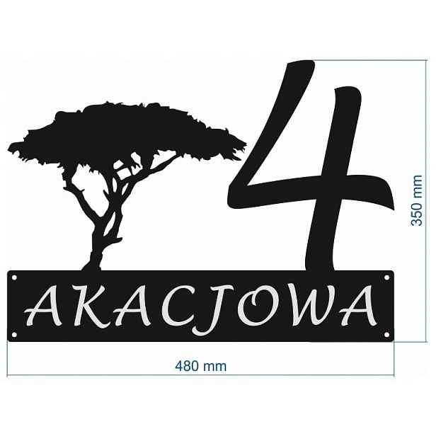Číslo Na Dům 80 cm Tabule Adresa Ocel 2 mm ul. Akáciová