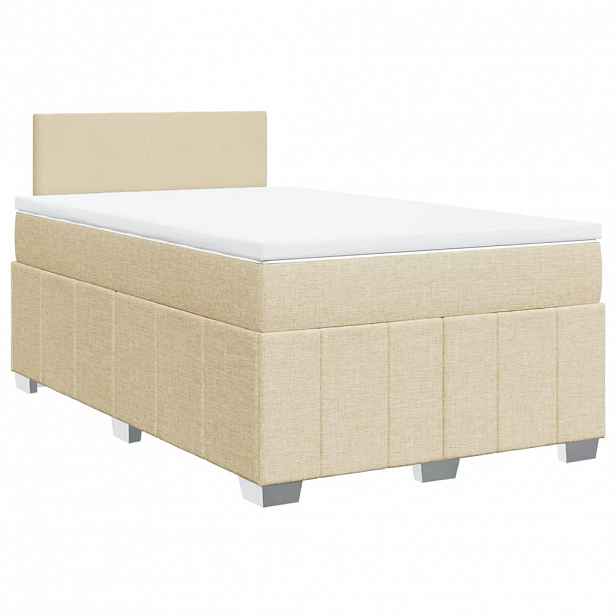 vidaXL Box spring postel s matrací krémová 120x190 cm textil