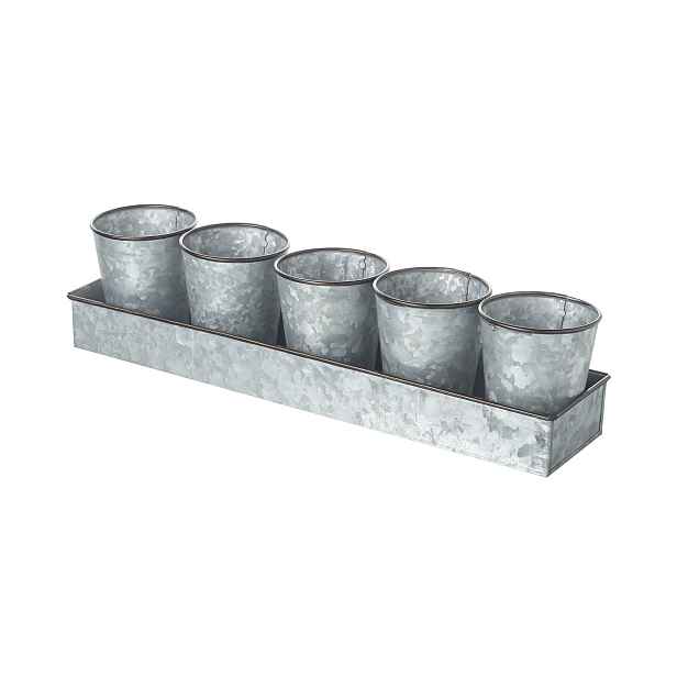 5ks plechový dekorační květináč s táckem - 47 cm Ostatní