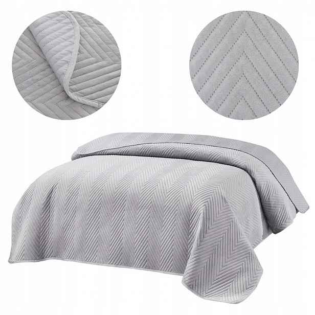 Přehoz 200x220 lisovaný velurový Dekorativní Elegantní světlý popel