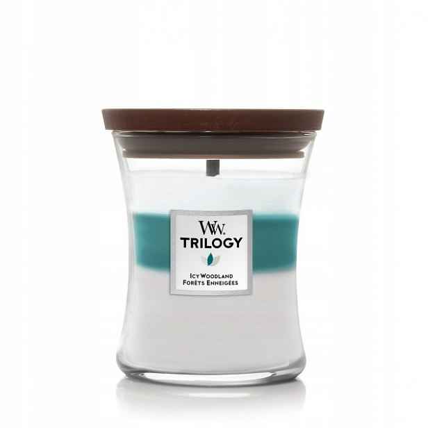 Woodwick Střední vonná svíčka Icy Woodland 275 g