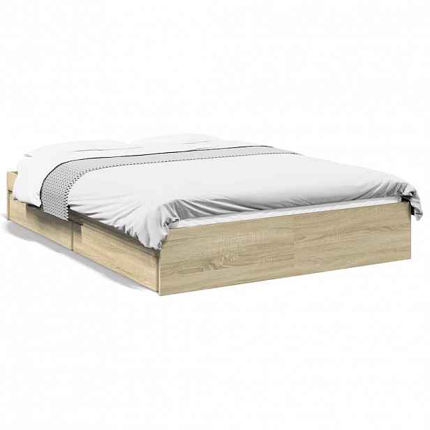 vidaXL Rám postele se zásuvkami dub sonoma 120x190 cm kompozitní dřevo