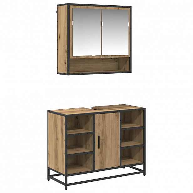 vidaXL Sada koupelnového nábytku 2 ks Artisanový dub 80 x 33 x 60 cm