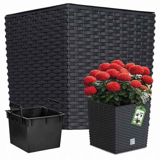 Květináč Rattan Antracit Květinář Stojící 39x3 9 Cm Vložka