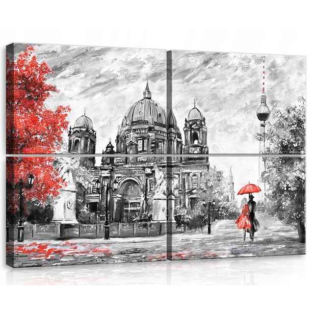 Obraz Na Plátně Plátno 120x80 Berlín Katedrála Výhled Pár Procházka Déšť