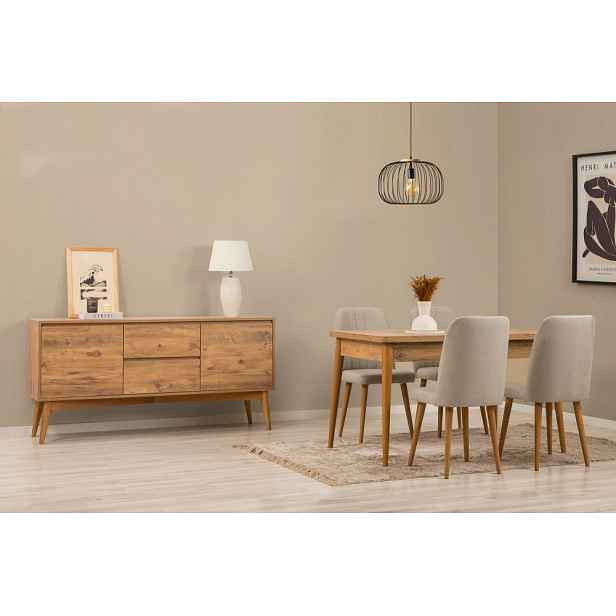 Set s rozkládacím stolem, židlemi a konzolou (6 kusů) Vina 01 1005 - Atlantic Pine, Cream