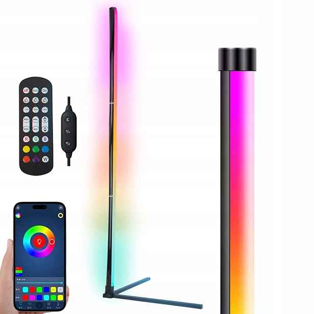 Stojací Rgb hudební lampa černá rohová Dálkový Ovladač aplikace 155CM