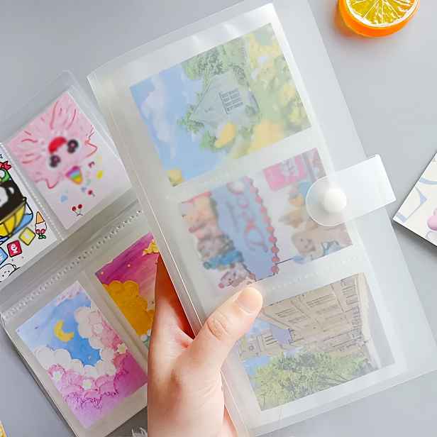 TEMU 1 ks Přenosný Průhledný Album Klip Úložný Přebal, Velkokapacitní -One Album, 3palcové 120-Slot Foto Polaroid, Sběratelský Přebal pro Karty