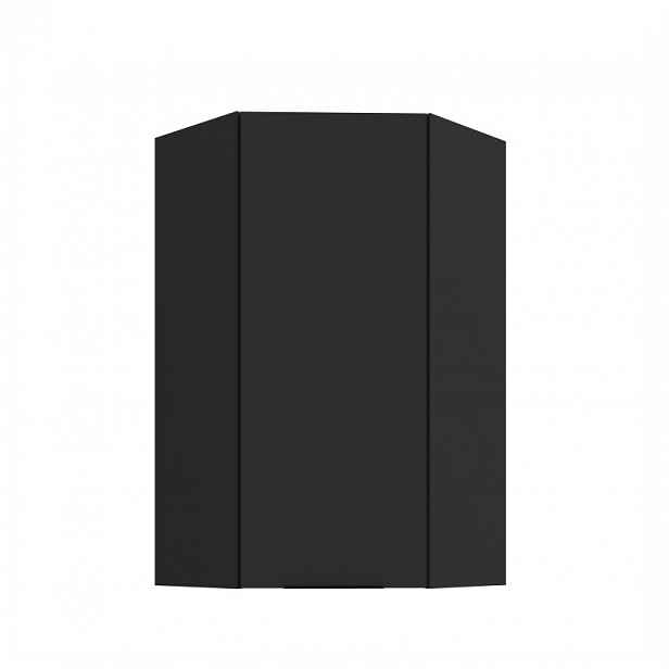 Vysoká horní rohová skříňka LUNARA 1 - 60x60 cm, černá