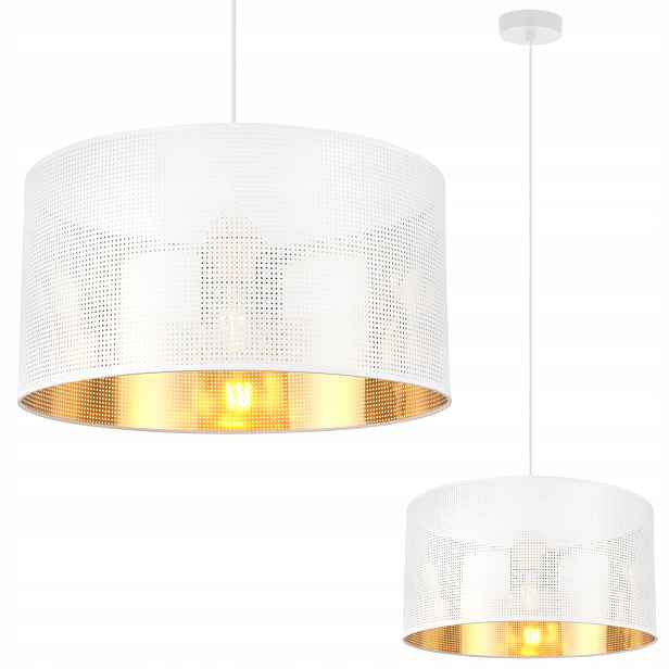 Závěsná Stropní Lampa, Bílý Lustr, Zlatý Střed, Síťované Stínítko