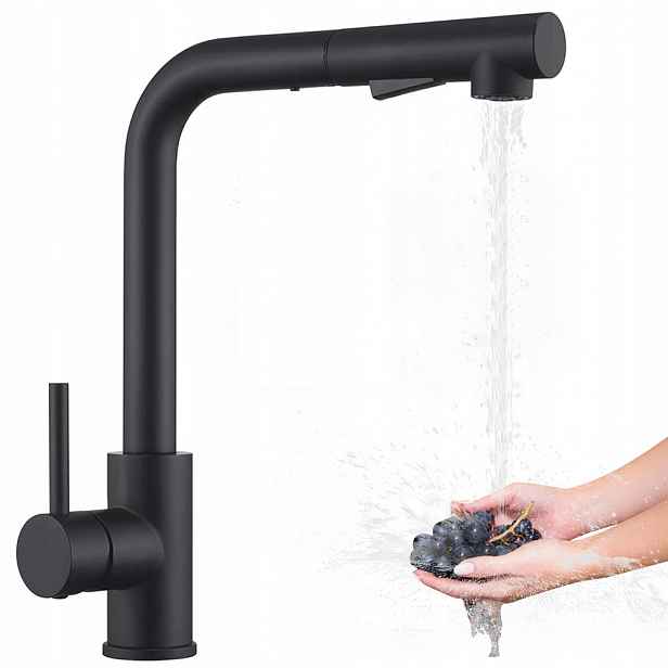 Flexibilní Dřezová Kuchyňská Baterie S Ohebným Výtokem, Kohoutek 360°, Černá