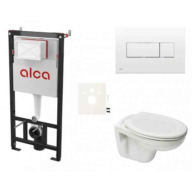 Závěsný set WC S-line PRO rimless, nádržka Alcaplast Sádromodul, tlačítko bílé SIKOASP4