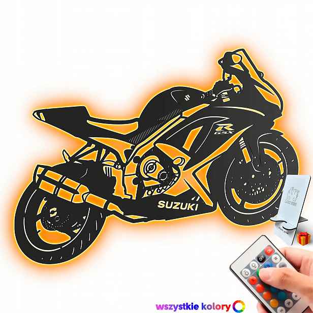 Dřevěný 3D obraz Suzuki Gsx-r Nástěnný Dárek Noční Lampa Led XL
