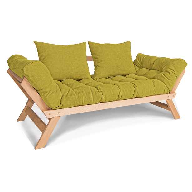 MarLiving Rozkládací futonová pohovka BREEZIO 01 170 cm z masivu/zelená