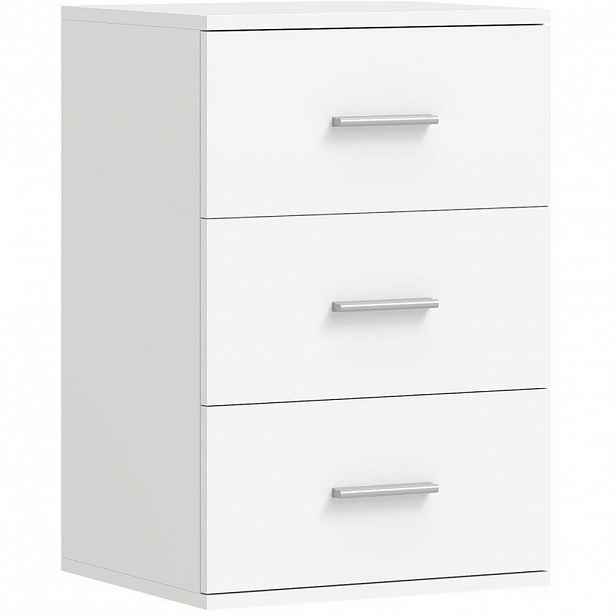 Modfu NOČNÍ stolek z MDF 40x35x60 cm bílý se 3 zásuvkami a melaminovým povrchem