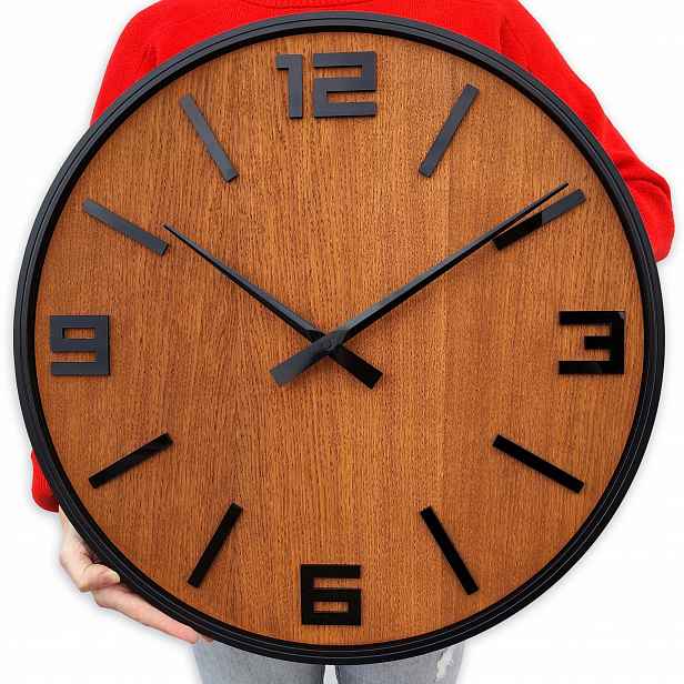 Nástěnné Hodiny s kovovým rámem Dub 49 Cm Loft Velké