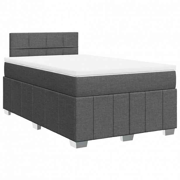 vidaXL Box spring postel s matrací tmavě šedá 120x190 cm textil