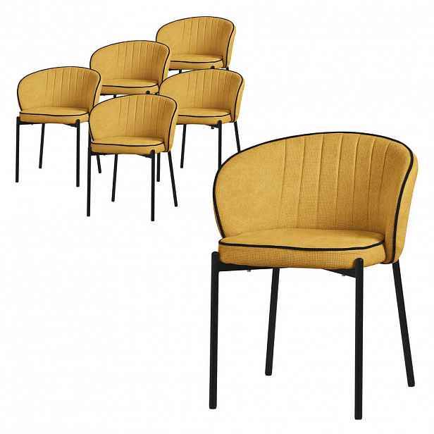 ML-DESIGN JÍDELNÍ ŽIDLE, sada 6 ks, hořčičná