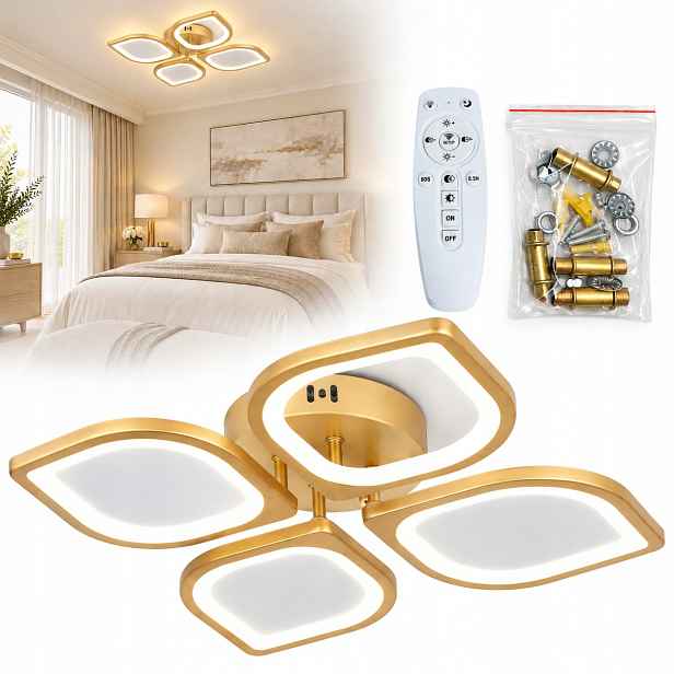 stropní svítidlo Led 56 W zlatá stropní svítidlo 51 cm dálkový ovladač, stmívatelná, 3 barvy