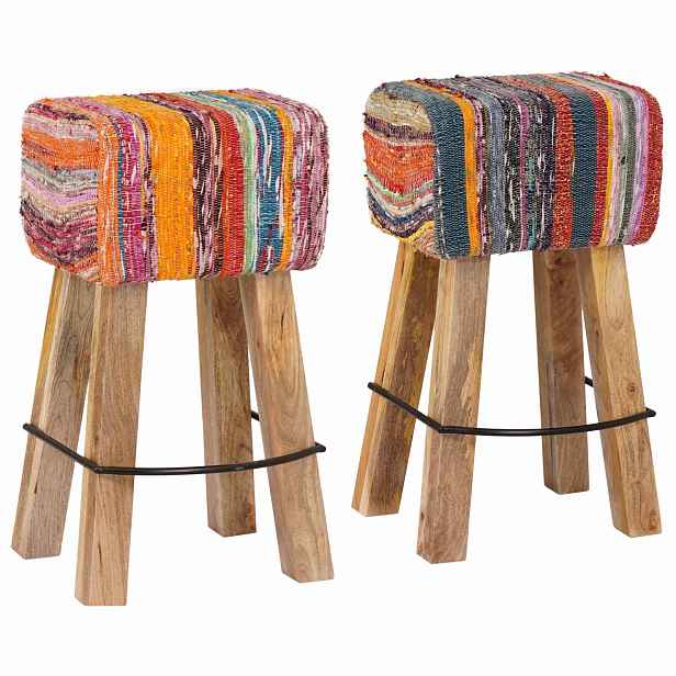 vidaXL Barová stolička 2 ks Vícebarevný 44 x 33 x 74 cm Pravá kůže