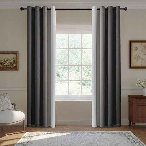 Zatemňovací závěsy Ombre 145 x 140 cm 2 ks Šedé Blackout 95%
