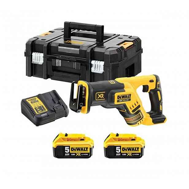 DeWALT - 18V AKU mečová pila, 2x aku 5,0 Ah XR, nabíječka DCS367P2