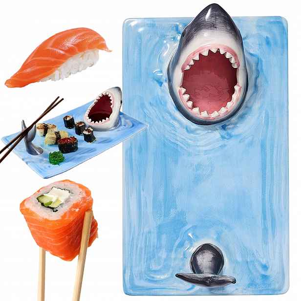 Jídelní Talíř Na Sushi S Jedinečným Dekorativním Tvarem Žraloka 33 CM
