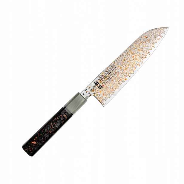 Kuchyňský nůž Santoku 180 mm Konoll Colored Damascus