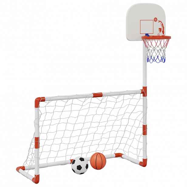 vidaXL Dětská fotbalová a basketbalová sada s míči 98 x 50 x 70 cm