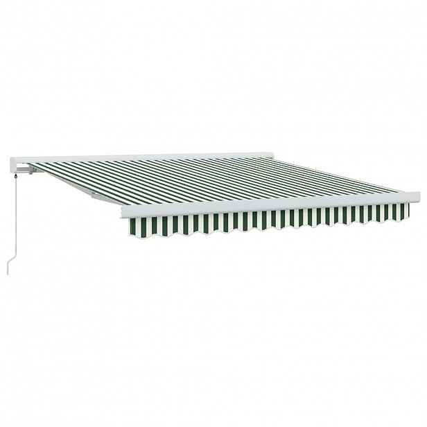 vidaXL Stahovací markýza Zelená a bílá 300 x 250 cm Plátno a hliník